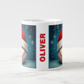 Honkbal Rode Kerstman Hoed Naam Kerstmis Extra Grote Beker (Voorkant)