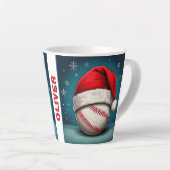 Honkbal Rode Kerstman Hoed Naam Kerstmis Latte Mok (Rechterhoek)