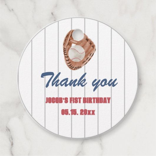 Honkbal Rond Favor Label (Voorkant)