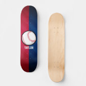 Honkbal; rood, wit en blauw skateboard (Voorkant)