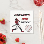 Honkbal rood zwart verjaardagsfeestje elke leeftij servet (Insitu)