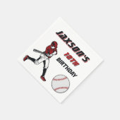 Honkbal rood zwart verjaardagsfeestje elke leeftij servet (Hoek)