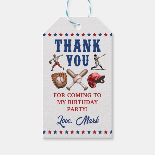 Honkbal Rookie 1e Verjaardag Dank U Gift Labels Cadeaulabel (Voorkant)