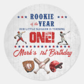 Honkbal Rookie 1e Verjaardag Sticker (Voorkant)