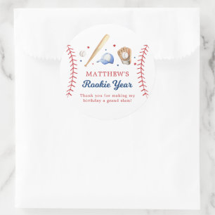 Honkbal Rookie Jaar Verjaardag Dank u Ronde Sticker