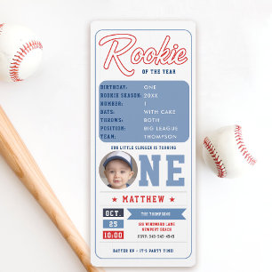 Honkbal Rookie Stats Pic Ticket Boy 1e verjaardag Kaart