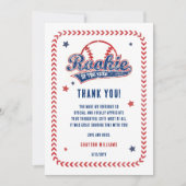 Honkbal Rookie van het Jaar 1e Verjaardagsfeest Bedankkaart (Voorkant)