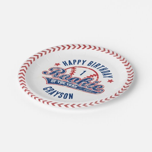 Honkbal Rookie van het Jaar 1e Verjaardagsfeest Papieren Bordje (Gekanteld)