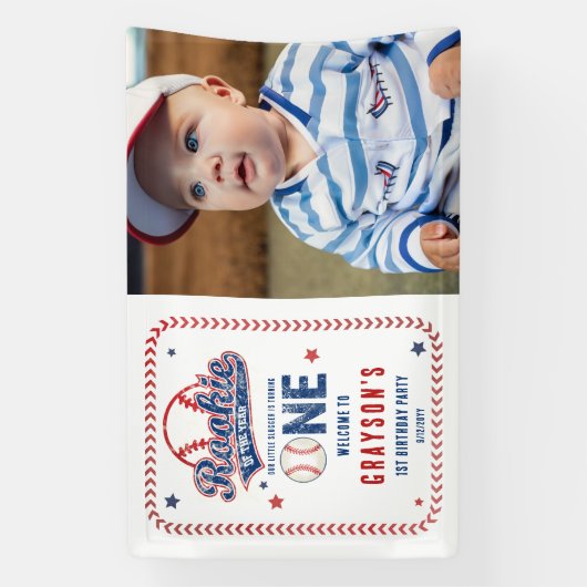 Honkbal Rookie van het Jaar 1e Verjaardagsfeest Spandoek (Verticaal)