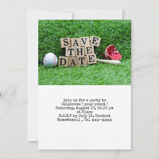 Honkbal save the date kaart (Voorkant)