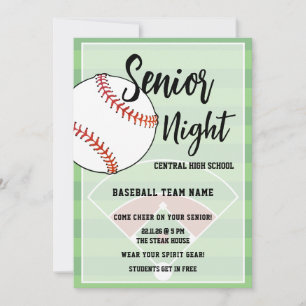 Honkbal Senior Night Middelbare School Feest Kaart
