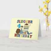 Honkbal Slugger 4e Verjaardag Kaart (Gele Bloem)