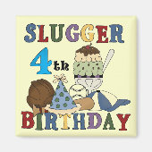 Honkbal Slugger 4e Verjaardag Magneet (Voorkant)