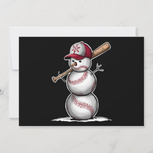 Honkbal Sneeuwman Ballen Sneeuw Kerstmis Xmas Cade Feestdagenkaart