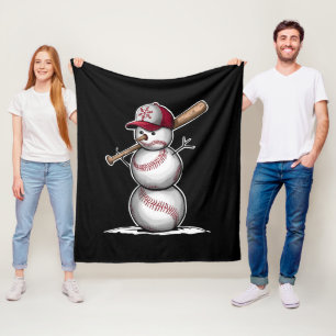 Honkbal Sneeuwman Ballen Sneeuw Kerstmis Xmas Cade Fleece Deken