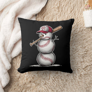 Honkbal Sneeuwman Ballen Sneeuw Kerstmis Xmas Cade Kussen