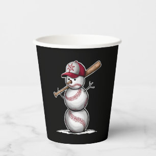 Honkbal Sneeuwman Ballen Sneeuw Kerstmis Xmas Cade Papieren Bekers