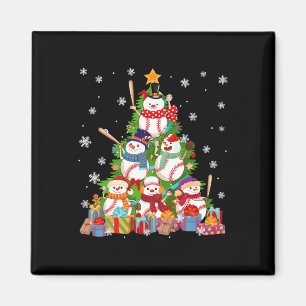 Honkbal Sneeuwman Kerstboom Pitchers Catchers Magneet