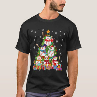 Honkbal Sneeuwman Kerstboom Pitchers Catchers T-shirt