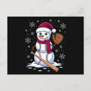Honkbal Sneeuwman Kerstman Hoed Handschoen Slaghou Feestdagenkaart