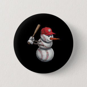 Honkbal Sneeuwman Sneeuw Kerst Xmas Mannen Vrouwen Ronde Button 5,7 Cm