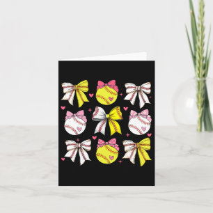 Honkbal Softbal Coquette Boog Spel Dag Hart Liefde Kaart