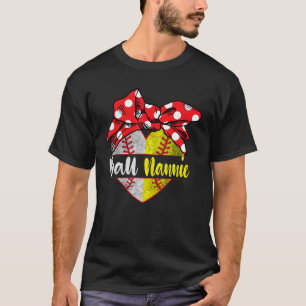 Honkbal Softbal Hart Bal Nannie Familie Speler T-shirt