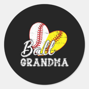 Honkbal Softbal Hij Oma Moederdag Ronde Sticker