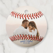 Honkbal Softbal Koppel Foto Bedankt Bedankjes Labels (Achterkant)