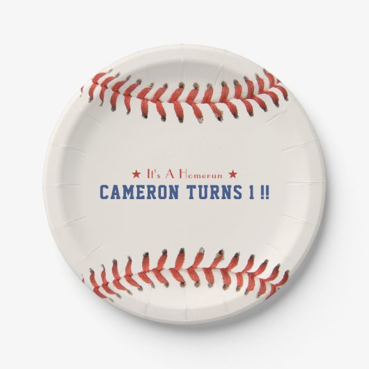Honkbal Softbal Sport 1e Verjaardagsfeest Papieren Bordje (Voorkant)