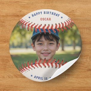 Honkbal Softbal Sport Foto Happy Birthday Party Ronde Sticker