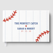 Honkbal Softbal Sport Hart Pinstripe Bruiloft Gastenboek (Voorkant)