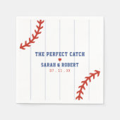 Honkbal Softbal Sport Hart Pinstripe Bruiloft Servet (Voorkant)