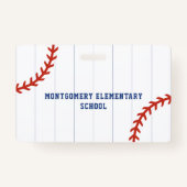 Honkbal Softbal Sport Pinstripe School Hall Pass Badge (Achterkant)