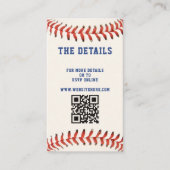 Honkbal Softbal Sport QR Code Bruiloft Details Informatiekaartje (Voorkant)