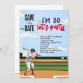 Honkbal sparen de datum 30e Verjaardagsfeestje Kaart (Voorkant / Achterkant)