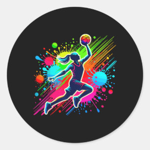 Honkbal speelster meisje ronde sticker