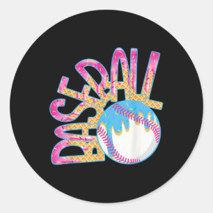 Honkbal Spel Dag Drip Ice Cream Drip Jeugd Jongens Ronde Sticker