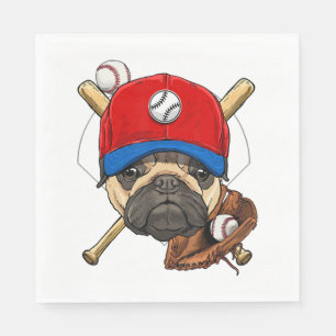 Honkbal Speler Coach Pug Hondenliefhebber Pug Mam Servet