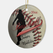 honkbal ⚾ speler - rood keramisch ornament (Links)