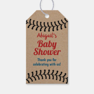  honkbal sport Baby shower rustieke kraft Cadeaulabel