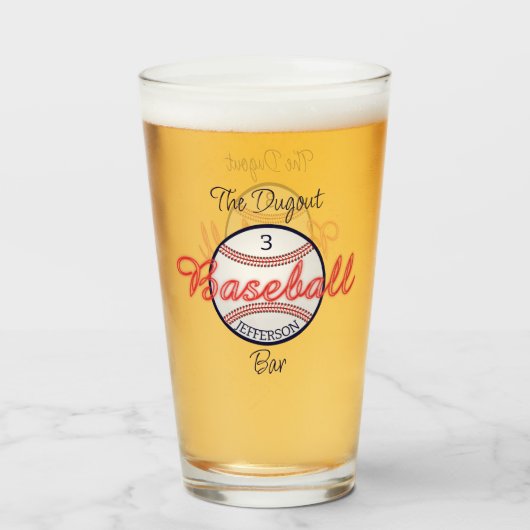 Honkbal Sport Bier Soda Glas Drinkware (Voorkant gevuld)