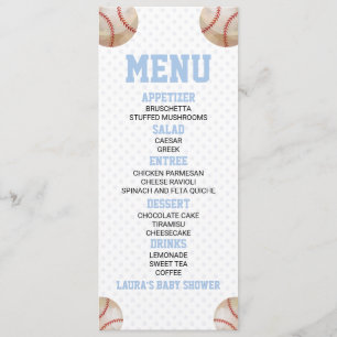 Honkbal Sport Blauw Baby shower Voedsel Menu