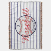 Honkbal Sport Gooi Deken met Naam Nummer (Voorkant Verticaal)