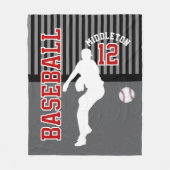 Honkbal ⚾ Sport - Grijs, Zwart en Rood Fleece Deken (Voorkant)