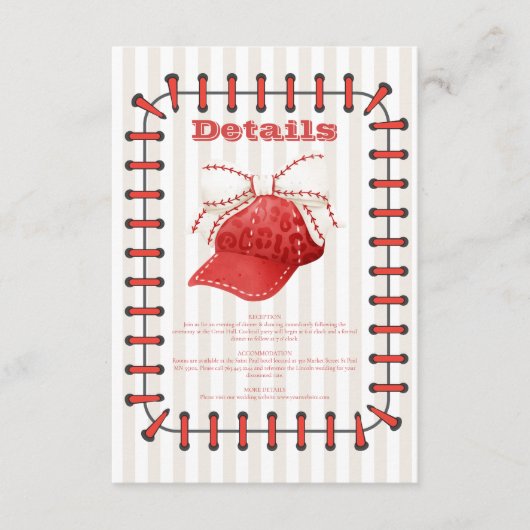 Honkbal Sport Perfect Catch Bruiloft Informatiekaartje (Voorkant)