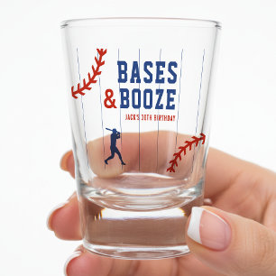 Honkbal streepjes sportieve verjaardagsfeestje shot glas