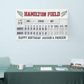 Honkbal Stripes Red Navy Scorebord Verjaardag Spandoek (Beurs)