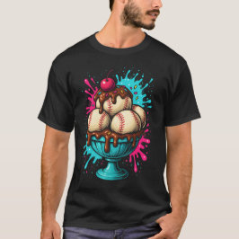 Honkbal Sundae Art met chocolade en kersen T-shirt