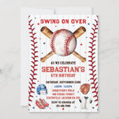 Honkbal Swing On Over Jongens Verjaardagsuitnodigi Kaart (Voorkant)
